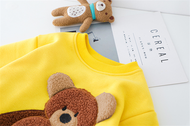 Zestaw ubrań zimowych dla niemowląt HYLKIDHOUSE dla chłopców i dziewczynek - niedźwiedzie, pluszowe topy i spodnie - Wianko - 11
