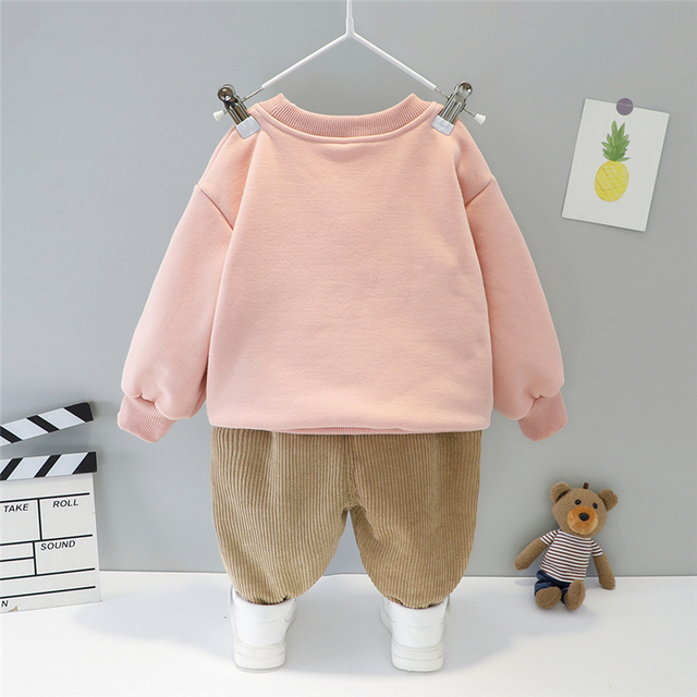 Zestaw ubrań zimowych dla niemowląt HYLKIDHOUSE dla chłopców i dziewczynek - niedźwiedzie, pluszowe topy i spodnie - Wianko - 6