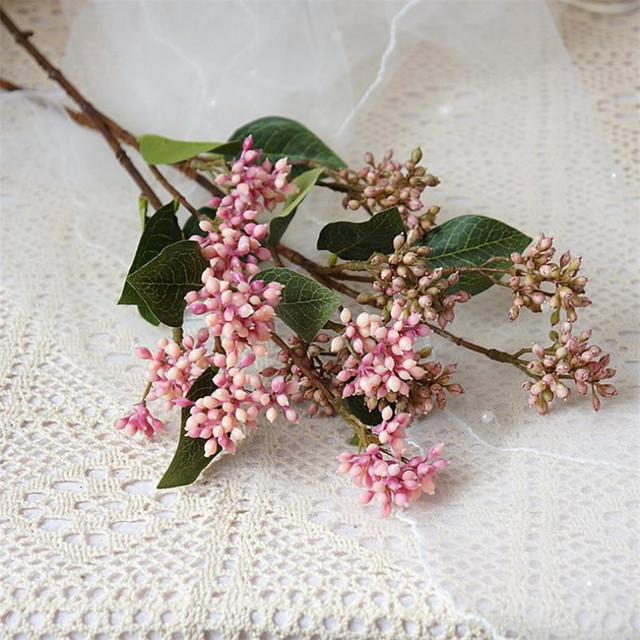 Fałszywa pojedyncza łodyga dzikie owoce, 24.41 długość, symulacja plastikowy mini kwiat, dekoracja na ślub i do domu, sztuczne rośliny - Wianko - 12