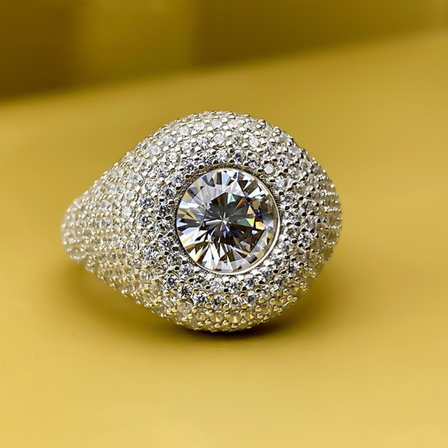 Luksusowy pierścionek z kryształem i diamentami, białe złoto 18k - Wianko - 17
