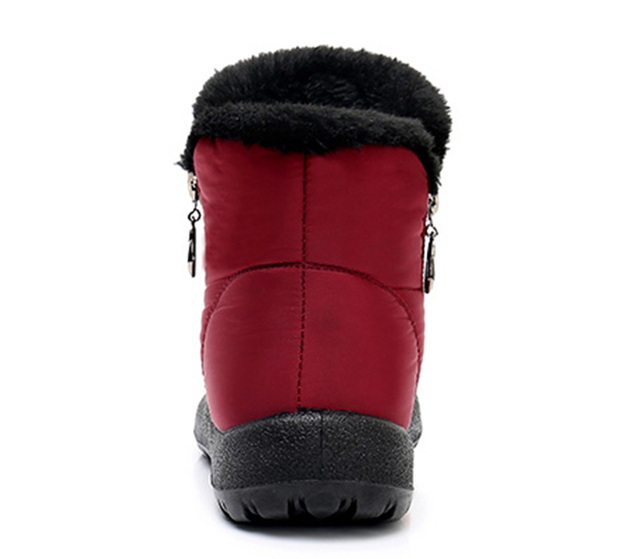 Zimowe damskie botki śniegowe z futerkiem, slip on, płaskie, wodoodporne, na platformie - buty do kostki - Wianko - 18