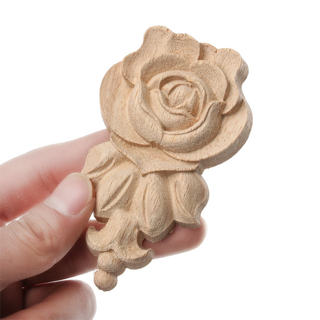 Dekoracyjne rzeźby kwiat róży z drewna - aplikacje rogowe, niepomalowane drzwi, listwy drewniane, szafka - figurki i miniatury - Wianko - 9