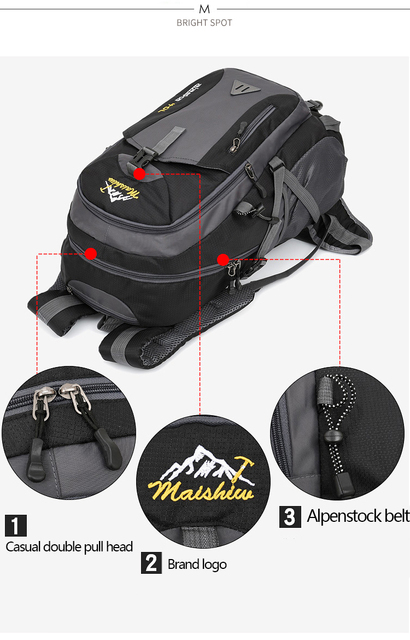 Wodoodporny plecak turystyczny uniseks z ładowarką USB - 40L - Wianko - 20