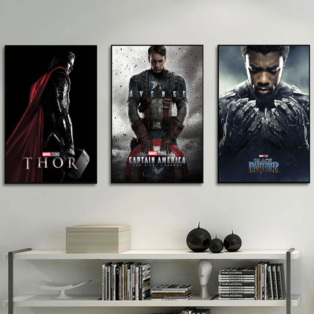 Obraz na płótnie Marvel Movie Avengers - superbohater Kapitan Ameryka, Iron Man, Thor, plakaty i drukuj obraz ścienny do wystroju domu - Wianko - 5