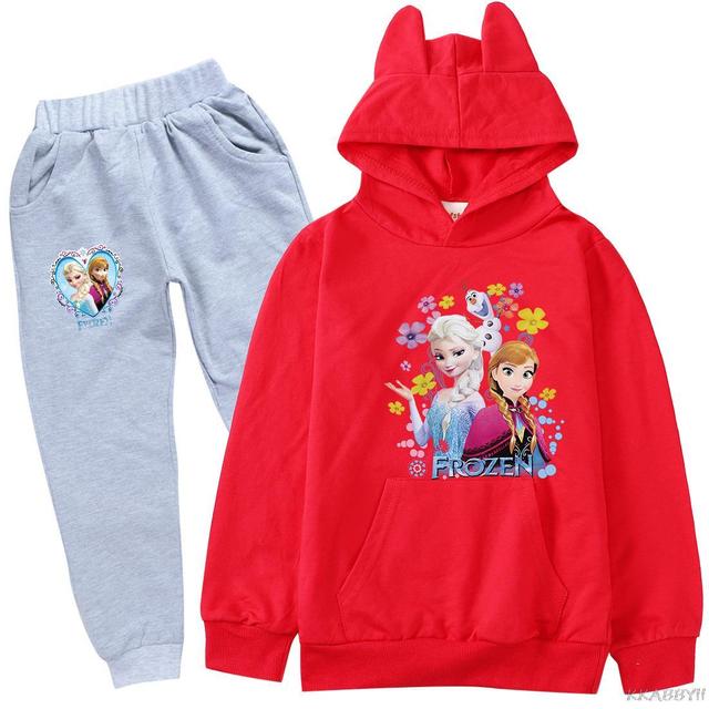 Dziecięcy garnitur odzieży Disney Frozen dla chłopców i dziewcząt: spodnie, bluza z kapturem i sweter Casual Jogging Pant - Wianko - 4