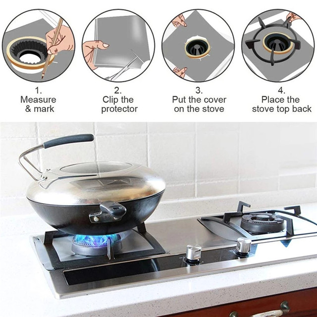 Folia ochronna na kuchenkę gazową z folii aluminiowej - mata kuchenna do czyszczenia linii palników - akcesoria do naczyń kuchennych - Wianko - 19