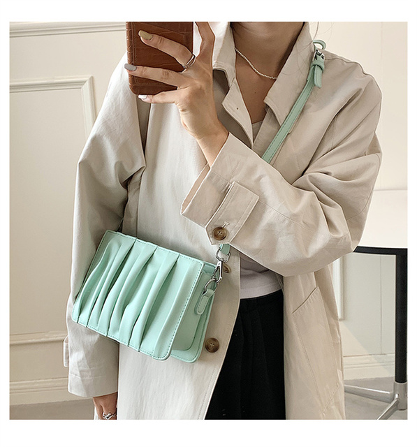 Luxury Small White Pleated Leather Crossbody Bags for Women - Wianko - 12