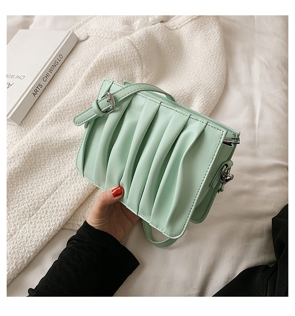 Luxury Small White Pleated Leather Crossbody Bags for Women - Wianko - 49