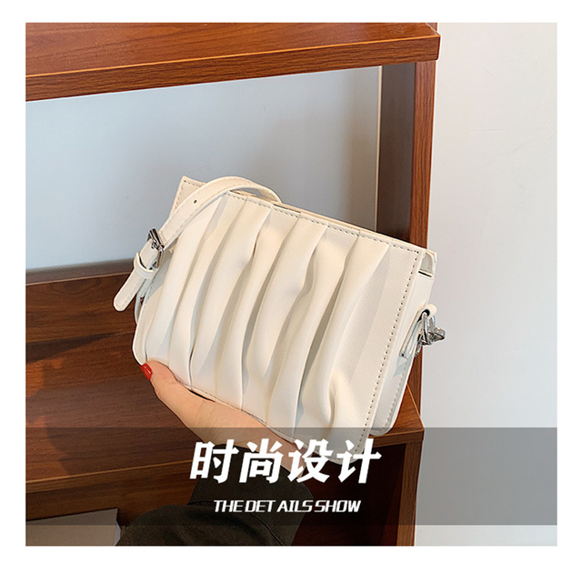 Luxury Small White Pleated Leather Crossbody Bags for Women - Wianko - 6