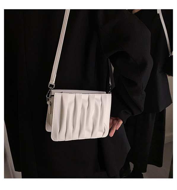 Luxury Small White Pleated Leather Crossbody Bags for Women - Wianko - 21