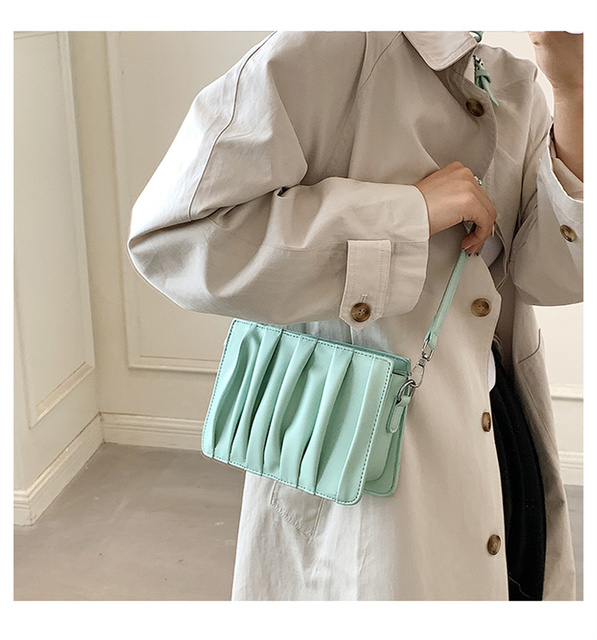 Luxury Small White Pleated Leather Crossbody Bags for Women - Wianko - 11