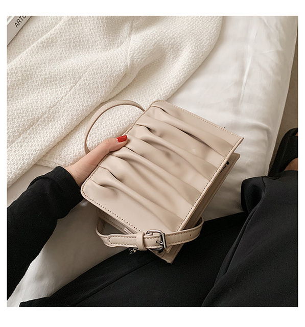Luxury Small White Pleated Leather Crossbody Bags for Women - Wianko - 34