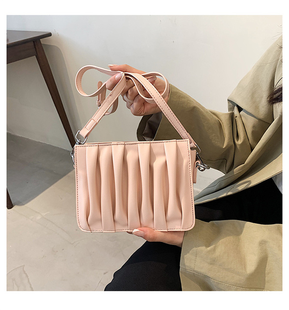 Luxury Small White Pleated Leather Crossbody Bags for Women - Wianko - 25