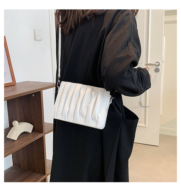 Luxury Small White Pleated Leather Crossbody Bags for Women - Wianko - 20
