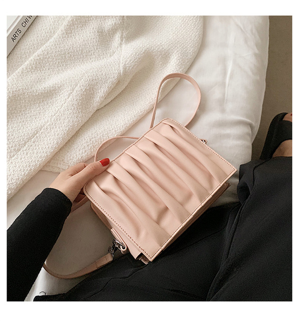 Luxury Small White Pleated Leather Crossbody Bags for Women - Wianko - 46
