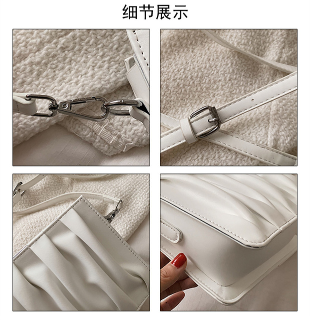 Luxury Small White Pleated Leather Crossbody Bags for Women - Wianko - 3