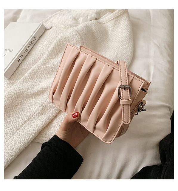 Luxury Small White Pleated Leather Crossbody Bags for Women - Wianko - 45