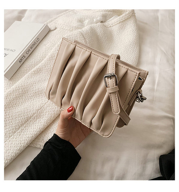 Luxury Small White Pleated Leather Crossbody Bags for Women - Wianko - 33