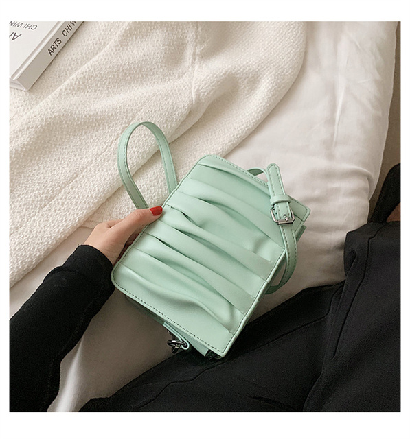 Luxury Small White Pleated Leather Crossbody Bags for Women - Wianko - 50