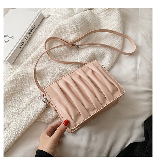 Luxury Small White Pleated Leather Crossbody Bags for Women - Wianko - 43