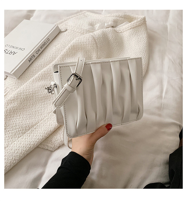 Luxury Small White Pleated Leather Crossbody Bags for Women - Wianko - 52
