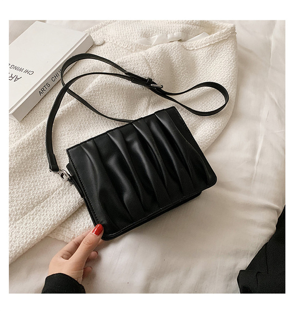 Luxury Small White Pleated Leather Crossbody Bags for Women - Wianko - 35