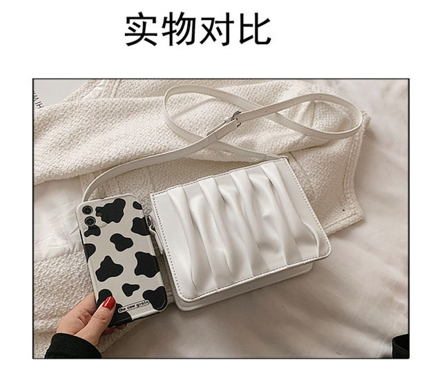 Luxury Small White Pleated Leather Crossbody Bags for Women - Wianko - 2