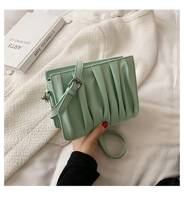 Luxury Small White Pleated Leather Crossbody Bags for Women - Wianko - 48