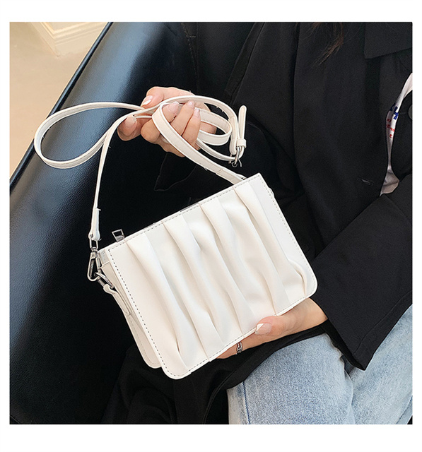 Luxury Small White Pleated Leather Crossbody Bags for Women - Wianko - 22