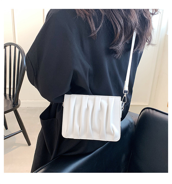 Luxury Small White Pleated Leather Crossbody Bags for Women - Wianko - 19