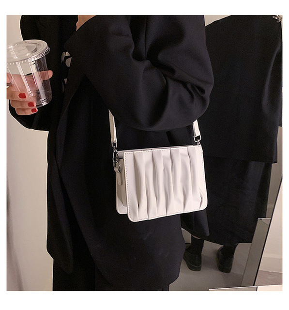 Luxury Small White Pleated Leather Crossbody Bags for Women - Wianko - 17