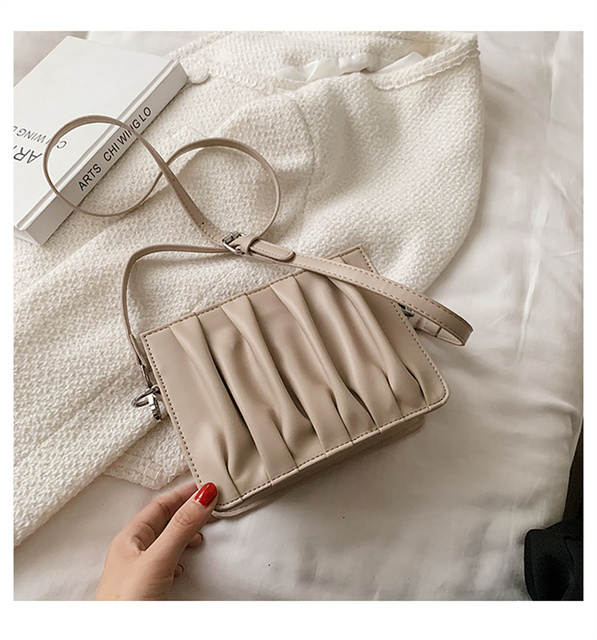Luxury Small White Pleated Leather Crossbody Bags for Women - Wianko - 31