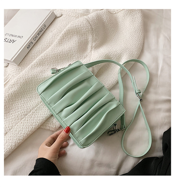 Luxury Small White Pleated Leather Crossbody Bags for Women - Wianko - 47