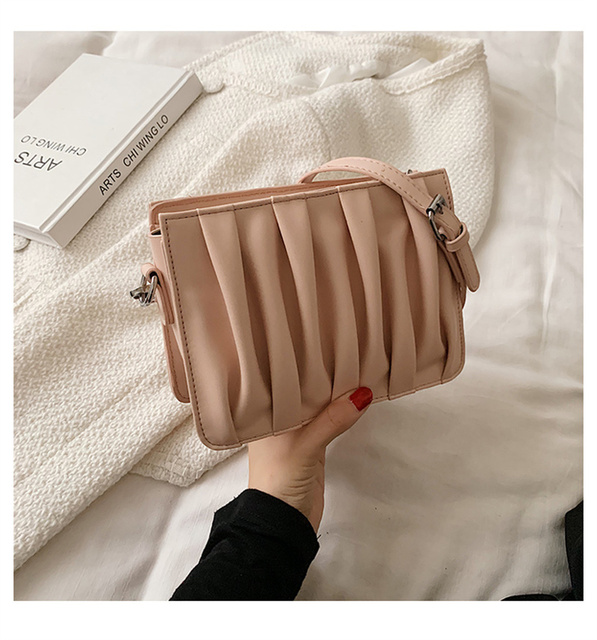 Luxury Small White Pleated Leather Crossbody Bags for Women - Wianko - 44