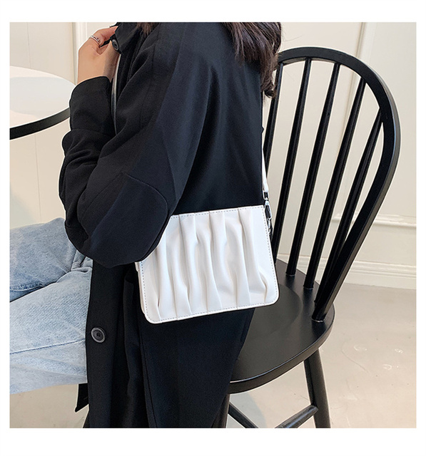 Luxury Small White Pleated Leather Crossbody Bags for Women - Wianko - 18