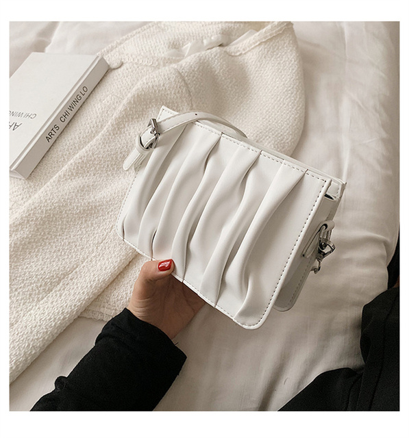 Luxury Small White Pleated Leather Crossbody Bags for Women - Wianko - 53