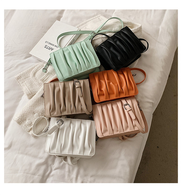 Luxury Small White Pleated Leather Crossbody Bags for Women - Wianko - 55