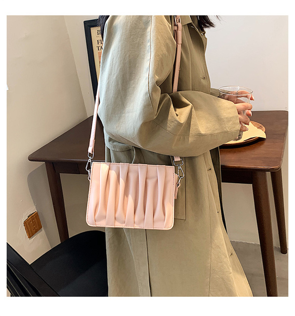Luxury Small White Pleated Leather Crossbody Bags for Women - Wianko - 28