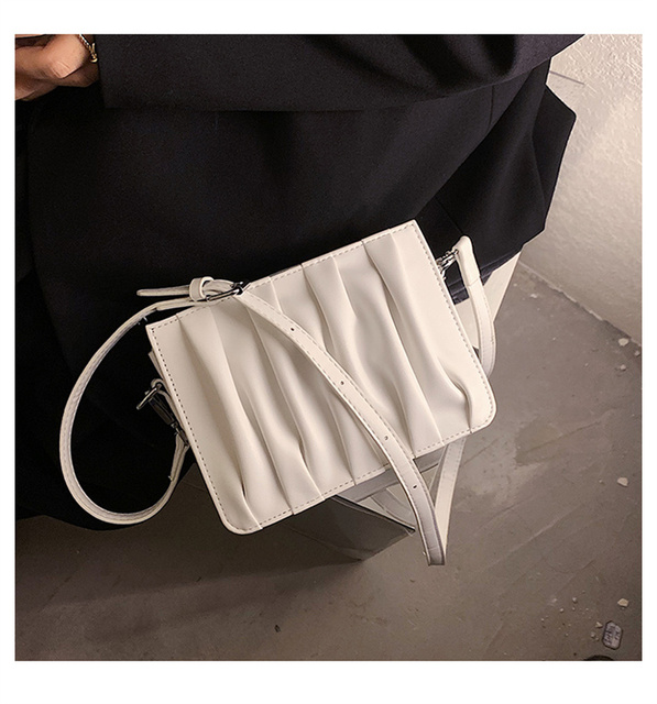 Luxury Small White Pleated Leather Crossbody Bags for Women - Wianko - 15