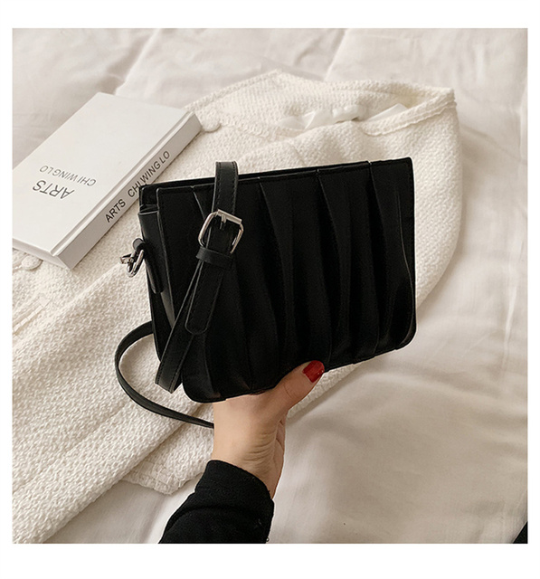 Luxury Small White Pleated Leather Crossbody Bags for Women - Wianko - 36