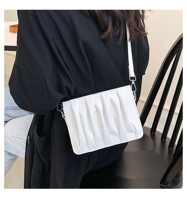 Luxury Small White Pleated Leather Crossbody Bags for Women - Wianko - 24