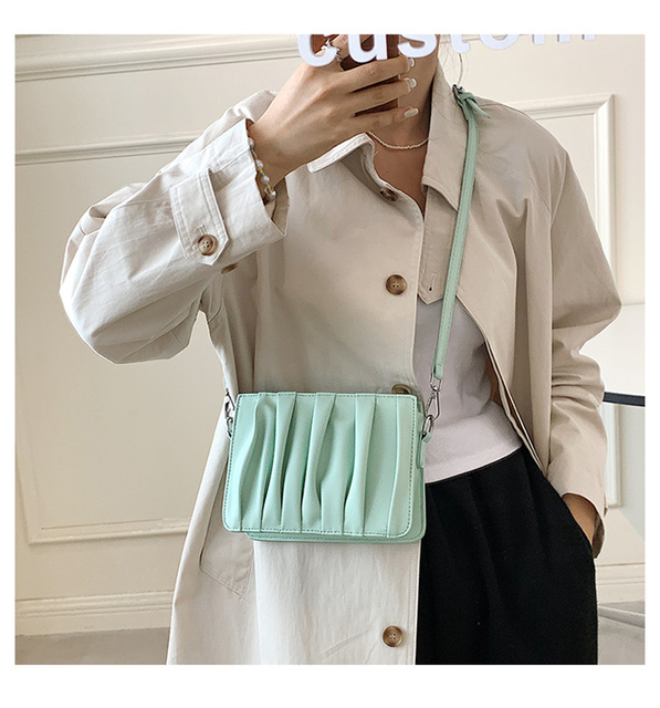 Luxury Small White Pleated Leather Crossbody Bags for Women - Wianko - 10