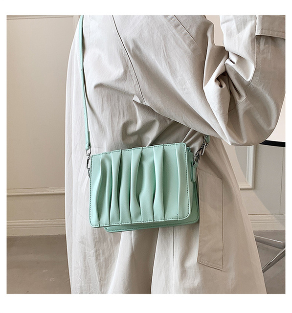 Luxury Small White Pleated Leather Crossbody Bags for Women - Wianko - 13