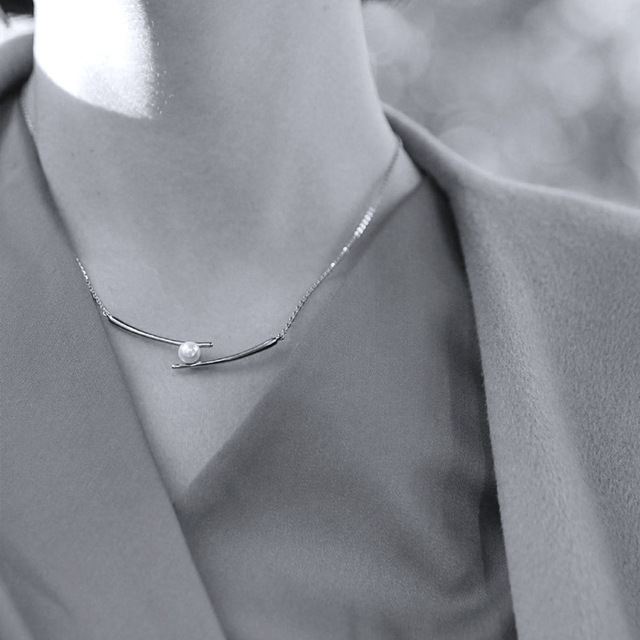 Naszyjnik kobiety Choker 925 srebro z pałeczkami perły - kreatywny design w trendzie 2021 - Wianko - 17