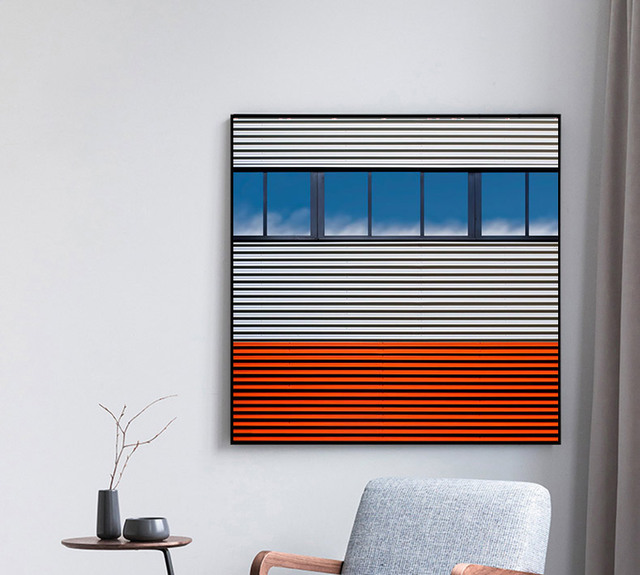 Kwadratowy plakat z abstrakcyjnym, nowoczesnym szkicem linii, geometrycznym malarstwem na płótnie w niebieskim i czerwonym kolorze, wodoodporny i estetyczny - Wianko - 8