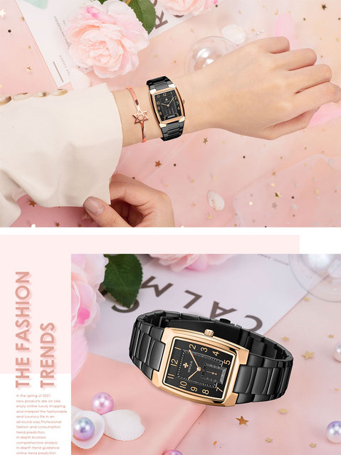 Nowoczesne złote zegarki damskie WWOOR o kwadratowym kształcie - stalowe bransoletki, wodoodporne Relogio Feminino - Wianko - 13