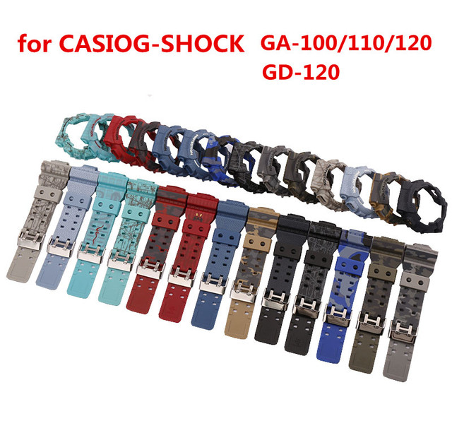 Akcesoria do zegarków Casio GA-110, GLS-100, GD-120 - zestaw pasków G-Shock, kamuflaż, etui na pasek - paski męskie i damskie - Wianko - 1