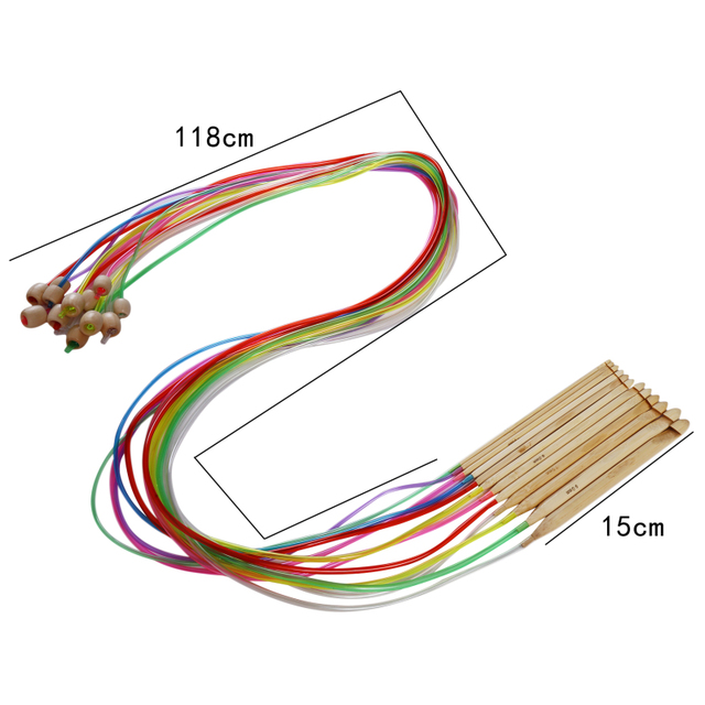 12 sztuk 120cm narzędzia do dziewiarstwa: igły rozszerzane szydełkowe rury, okrągłe igły z koralikami, haki do dywanów - Wianko - 5