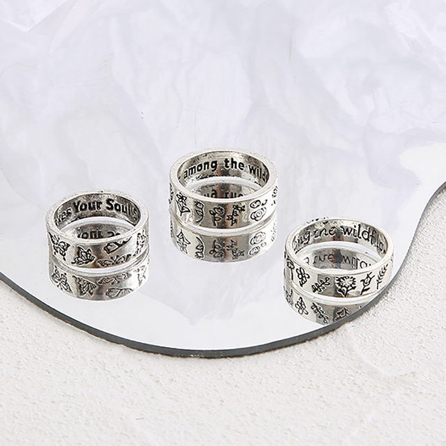 Zestaw 3 sztuk vintage pierścionków z motywem motyla w delikatnym stylu czeskim dla kobiet - Wianko - 7