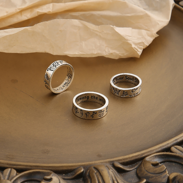Zestaw 3 sztuk vintage pierścionków z motywem motyla w delikatnym stylu czeskim dla kobiet - Wianko - 9